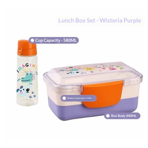Ensemble boîte à lunch et gobelet à eau en plastique double couche grande capacité, compatible micro-ondes - Product Image 3