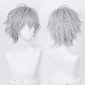 คาวอรุ นางิสะคอสเพลย์วิกผมอะนิเมะ EVA สั้นสีม่วงสีเทาเงินผมสังเคราะห์ทนความร้อนวิกผมฮาโลวีน - Product Image 3