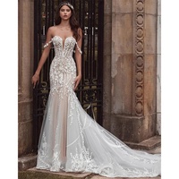 Robe de mariée sirène de haute qualité robe de mariée sur mesure de luxe robe de mariée mince hors épaule