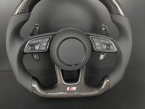<span class=keywords><strong>Volant</strong></span> personnalisé en fibre de carbone pour Audi A3 A4 A5 S5 S6 S8 Q3 Q5 Q7 A6 R8 TT, fond plat, cuir perforé - Product Image 4