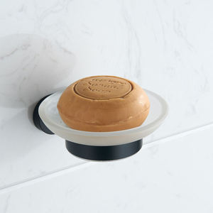 Dispenser di Sapone <span class=keywords><strong>Liquido</strong></span> da Parete <span class=keywords><strong>in</strong></span> SUS304 Nero Opaco, Porta Bicchiere <span class=keywords><strong>in</strong></span> <span class=keywords><strong>Vetro</strong></span> Satinato, <span class=keywords><strong>Portasapone</strong></span>, Accessori per il Bagno - Product Image 2