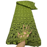 Nouveau design de tissu en dentelle cordonnée, broderie en dentelle guipure, tissu en dentelle soluble dans l'eau vert pour robe femme