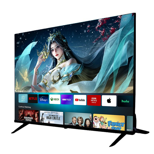 China TV Manufacturer Custom 24 32 43 50 55 65 70 75 85 100 110 Inch Flat Screen LCD LED QLED TVs Smart Android TV Television