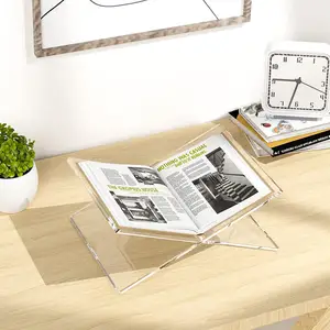 Custom Flat Open Magazine Tray Holder Tabletop Clear Book Stand Acrylic Quran Holder
