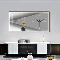 Reloj de pared LED Art Deco moderno, pintura decorativa acrílica de porcelana de cristal para decoración de Arte de pared de Salón Familiar