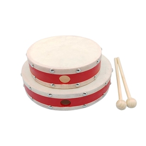 Wholesale Red Strap Rivet Wooden Hand <b>Drum</b> Synthetic Sheepskin Surface Frame <b>Drum</b> With Wooden Mallet For Performance - Product Image 1