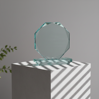 Trophée en verre et cristal, design octogonal, étanche, poli, gravé au laser, impression par transfert thermique, base personnalisée