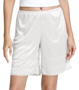 Clearance Stock Women's <b>White</b> Satin Sleep Shorts With <b>Lace</b> Trim Summer Loungewear Soft <b>Fabric</b> Pajama Wholesale Ready To Ship - Product Image 1