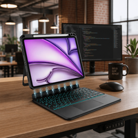 Nouvel étui clavier rotatif détachable pour iPad Air 13" M2/M3/M4 avec pavé tactile sans fil rétroéclairé RGB et réglage multi-angles