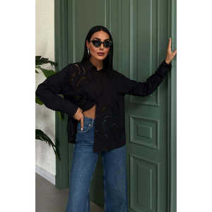 เสื้อเชิ้ตปักลายโซเบ้ ผู้ชาย ผ้าป๊อปลิน สีดำ ปักมือ 3369-08 - Product Image 3