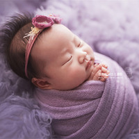 Enveloppe extensible en jersey tricoté pour nouveau-né, emmaillotement doux pour bébé, enveloppes de photographie pour nouveau-né, crochet à la main, couche pour bébé