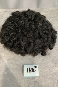 H396 Toupet Afro pour Hommes Noirs Africains, Remplacement <span class=keywords><strong>de</strong></span> <span class=keywords><strong>Cheveux</strong></span> Afro <span class=keywords><strong>Bouclés</strong></span>, Boucles en Laine, 100% <span class=keywords><strong>Cheveux</strong></span> Humains, Base en Dentelle Complète, Couleur 1B10 # - Product Image 3