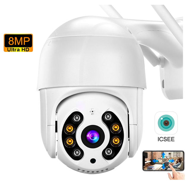 Factory Wholesale ICsee 8MP PTZ CCTV IP Camera 5x Zoom AI Human Detection Two-Way Audio Cloud IP66 Waterproof Home Security