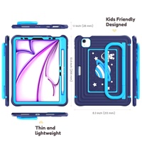 Kinderfreundliches Design Tablet-Schutzhülle mit Eingebautem Ständer und Stifthalter für iPad Air11 M3 A3266(2025) Air11 M2 A2902 (2024)