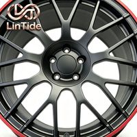Jantes forgées multi-rayons Y satinées noires avec liseré rouge pour la modification de voitures de performance