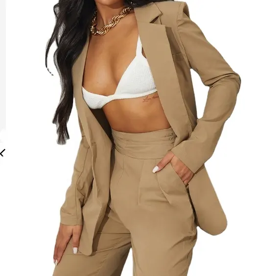 2022 Fashion Style Office ladies blazer trendy women's clothing pants sets summer outfits woven blazer women summer sets