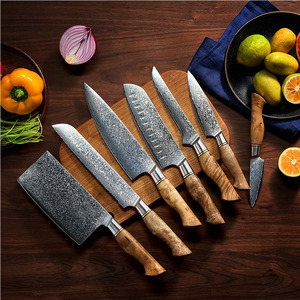 Ensemble de couteaux de cuisine en acier Damas de haute qualité, collection de couteaux de cuisine multi-pièces avec manche en bois, couteau professionnel - Product Image 6