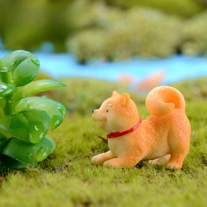 Decoración de micropaisaje Weij: Suculenta DIY para perros <span class=keywords><strong>Akita</strong></span>, bonsái de resina de <span class=keywords><strong>perro</strong></span> <span class=keywords><strong>pequeño</strong></span> amarillo. - Product Image 3