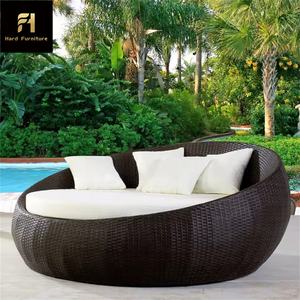 Contemporaneo divano rotondo in vimini Rattan divano divano letto portatile all'aperto lettino per ville per dormire e sonnecchiare al sole - Product Image 4