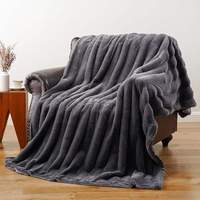 Jeté léger en polyester 100% tissé pour canapé et lit, respirant, texture ondulée, ignifuge, imperméable, utilisation toutes saisons