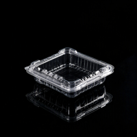 Conteneur en PET ventilé pour baies, boîte d'emballage pour fruits à couvercle articulé, côtelée, pour myrtilles, framboises, fraises, qualité alimentaire, vente en gros