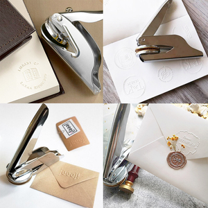 <span class=keywords><strong>Pince</strong></span> à estamper portable en acier inoxydable avec motif de logo personnalisé, tampon de gaufrage sur mesure - Product Image 3