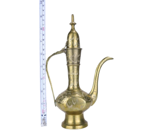 Pichet arabe en laiton antique gravé Aftaba, fournitures Aftaba, meilleure qualité, théière orientale avec finition dorée - Product Image 6