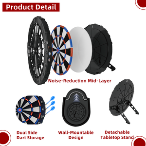 Cible <span class=keywords><strong>de</strong></span> fléchettes silencieuse à pointes souples avec <span class=keywords><strong>support</strong></span> <span class=keywords><strong>de</strong></span> table, cible <span class=keywords><strong>de</strong></span> fléchettes en plastique insonorisante pour intérieur, maison et bureau - Product Image 2