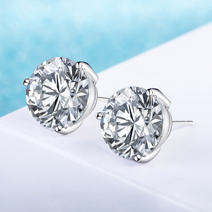 Premium Brilliant Cut Heart Crown Luxury <b>Stud</b> Earrings <b>Silver</b> Natural Stone Tarnish Resistant Waterproof Fine - Product Image 6