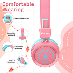 Venta al por mayor micrófono incorporado 94dB Niños Gaming Wireless Bluetooth Kid Auriculares para clases en línea, escuela, reloj <span class=keywords><strong>de</strong></span> animación - Product Image 3