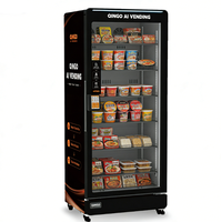 Distributeur automatique vertical miniature Qingo à température unique, refroidi par air, avec options de paiement multiples, écran tactile SDK, capacité de 495 boissons