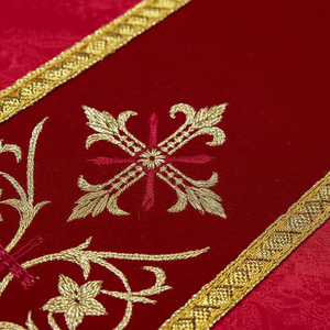 Casulla Romana Dorada con Estola, Manipulo, Bolsa y Velo del Cáliz, Vestimentas Litúrgicas Bordadas para <span class=keywords><strong>Sacerdote</strong></span> - Product Image 5