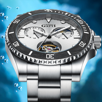 Montre de plongée automatique mécanique Bonest Gatti, étanche 30M, bracelet en acier inoxydable, verre saphir, squelette lumineux BG8003