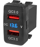 Cargador de Coche Compatible con Camry A77QC, 12-24V, 2 Puertos, Voltímetro con Pantalla de Voltaje, Doble Puerto USB QC3.0 para Toyota