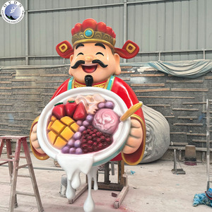 Custom Size <strong>Hand</strong> Painted Large Fiberglass <strong>God</strong> <strong>of</strong> Wealth Sculpture with Dessert Bowl for Commercial Mall Streetscape Promotion - Product Image 5