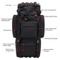 MKW5064 Sac à dos personnalisé 100L avec housse de pluie Sac à dos de randonnée en montagne à cadre interne pour l'extérieur Sac à dos tactique de grande capacité
