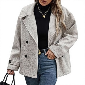 Manteau trench en laine pour femme, manches longues, col à revers, double boutonnage, couleur unie, vêtement d'extérieur d'hiver, chaud et décontracté - Product Image 1