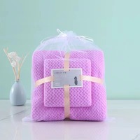 Ensemble de serviettes en microfibre corail super absorbantes douces pour le visage et le bain avec motif floral brodé pour hôtel et maison