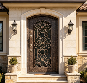 Portail de villa en fer forgé de luxe Qifan avec design orné personnalisé pour entrée résidentielle haut de gamme - Product Image 4