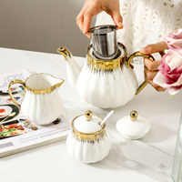 Cafetière/théière en porcelaine blanche pour hôtel et restaurant, 850 ml, écologique, qualité alimentaire, avec pots à lait et à sucre