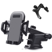 Support de téléphone universel 2-en-1 flexible pour pare-brise et tableau de bord de voiture, support rotatif à 360 degrés pour grille d'aération, pour téléphone portable sur bureau