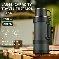 Bouteille isotherme Hong Ling grande capacité en acier inoxydable à double paroi – Maintien du contenu au chaud toute la journée 1700/2000/2300ml