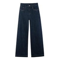 YUANBOFEI Jeans vintage noir personnalisé, taille mi-haute, coupe large, en denim lavable de haute qualité avec logo à la taille, prix de gros compétitifs