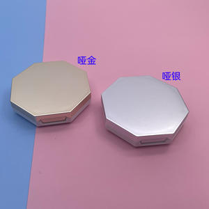 Logo personnalisé vide mat or argent en plastique maquillage cosmétique surbrillance fard à joues emballage poudre pressée boîtier compact avec miroir - Product Image 6