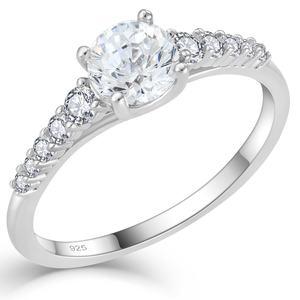 QX moda venta al por mayor personalizado plateado 925 plata esterlina circón diamante para mujeres boda anillo señoras joyería anillos - Product Image 1