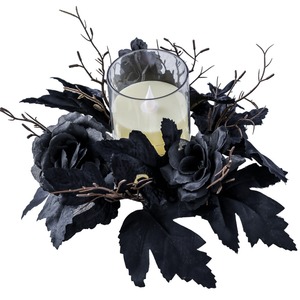 Portacandele a Forma di Rosa Nera con Ramo Artificiale e Foglia d'Acero per Decorazione Centrotavola per Feste di Halloween - Product Image 4