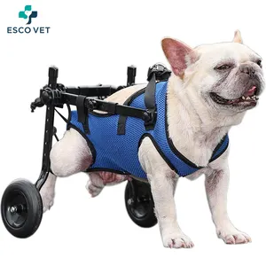 ESCOVET 2 Wheels Small Dog Canine Wheelchair Carts Back Leg Wheelchair For Dogs French Bulldog Wheelchair