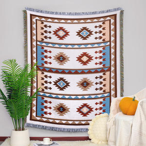 Usine bas quantité minimale de commande en gros tissé personnalisé Jacquard couverture Style américain mélange <span class=keywords><strong>serviette</strong></span> couvertures tapisserie tissé couvertures - Product Image 2