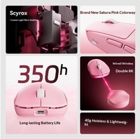 Ratón Inalámbrico para Juegos SCYROX V8S 40g Ligero, Doble 8K, 50000DPI PAWNEXT1, Apto para Manos Pequeñas/Medianas, Uso con Garra, Dedo o Palma