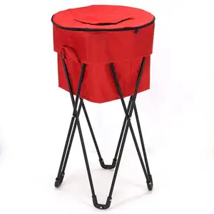 Leakproof Red Folding Steel Standing Ice Cooler